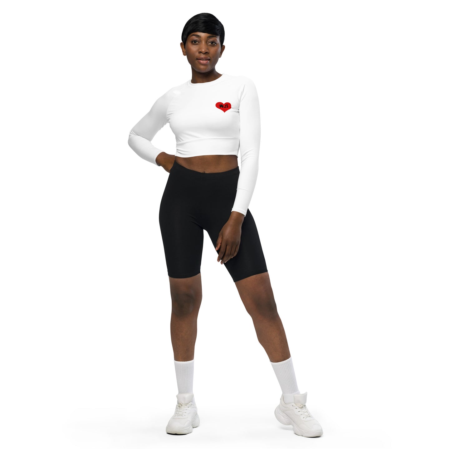 House Music Love Recycled long-sleeve crop top